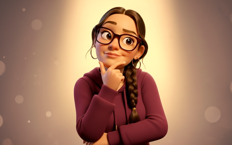 Une femme avec des lunettes, cheveux tressés, les bras ouverts, est devant une fenêtre ouverte avec de la lumière dorée qui entre.